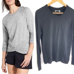 Athleta Women's Criss Cross Soft Tulip Sweatshirt Top Black Activewear‎ S